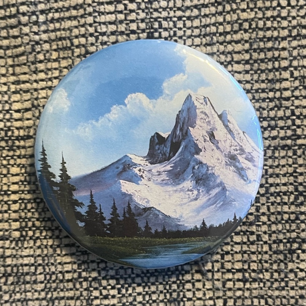 Bob Ross Painting Button Pin